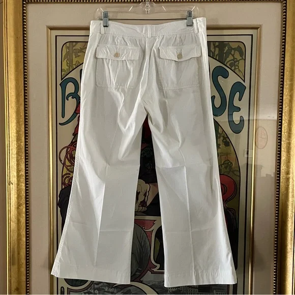 COPY - THEORY Pants Wide Leg Cotton Ivory/White Size 6 - Picture 3 of 16